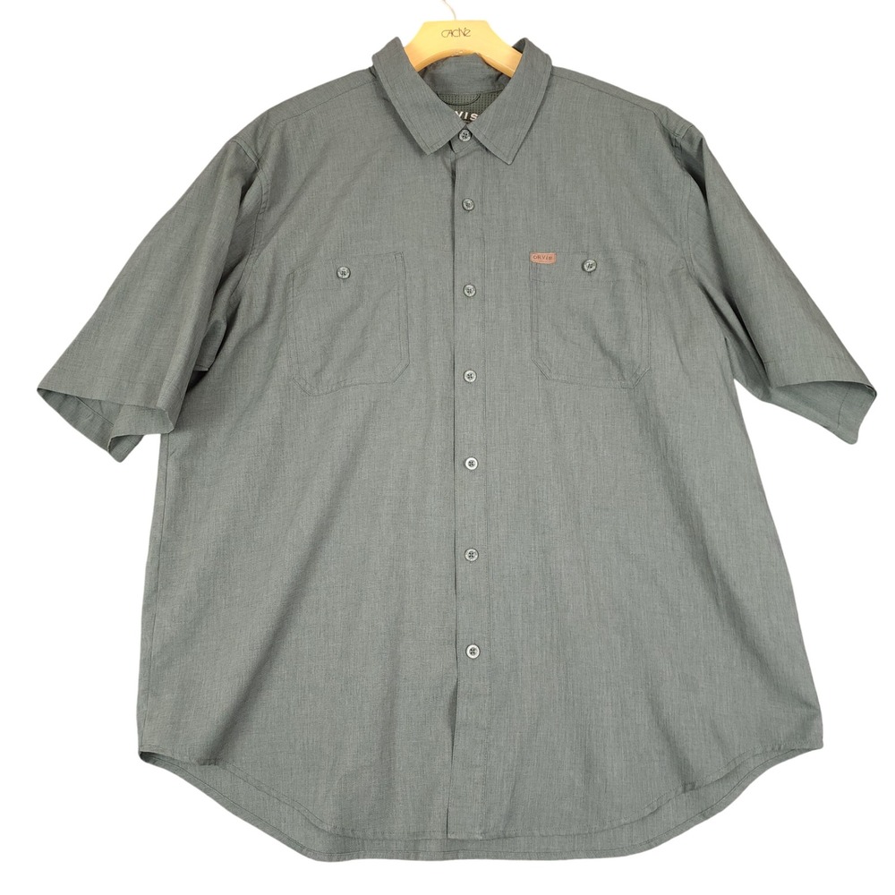 ORVIS Classic Collection Short Sleeve Button Up Shirt Men's XXL Gray Polyester